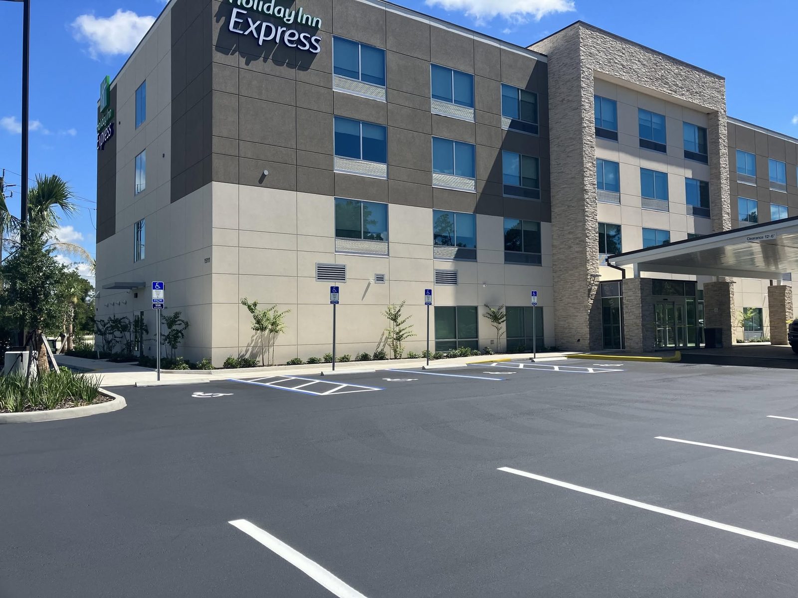 Sealcoated and striped hotel parking lot