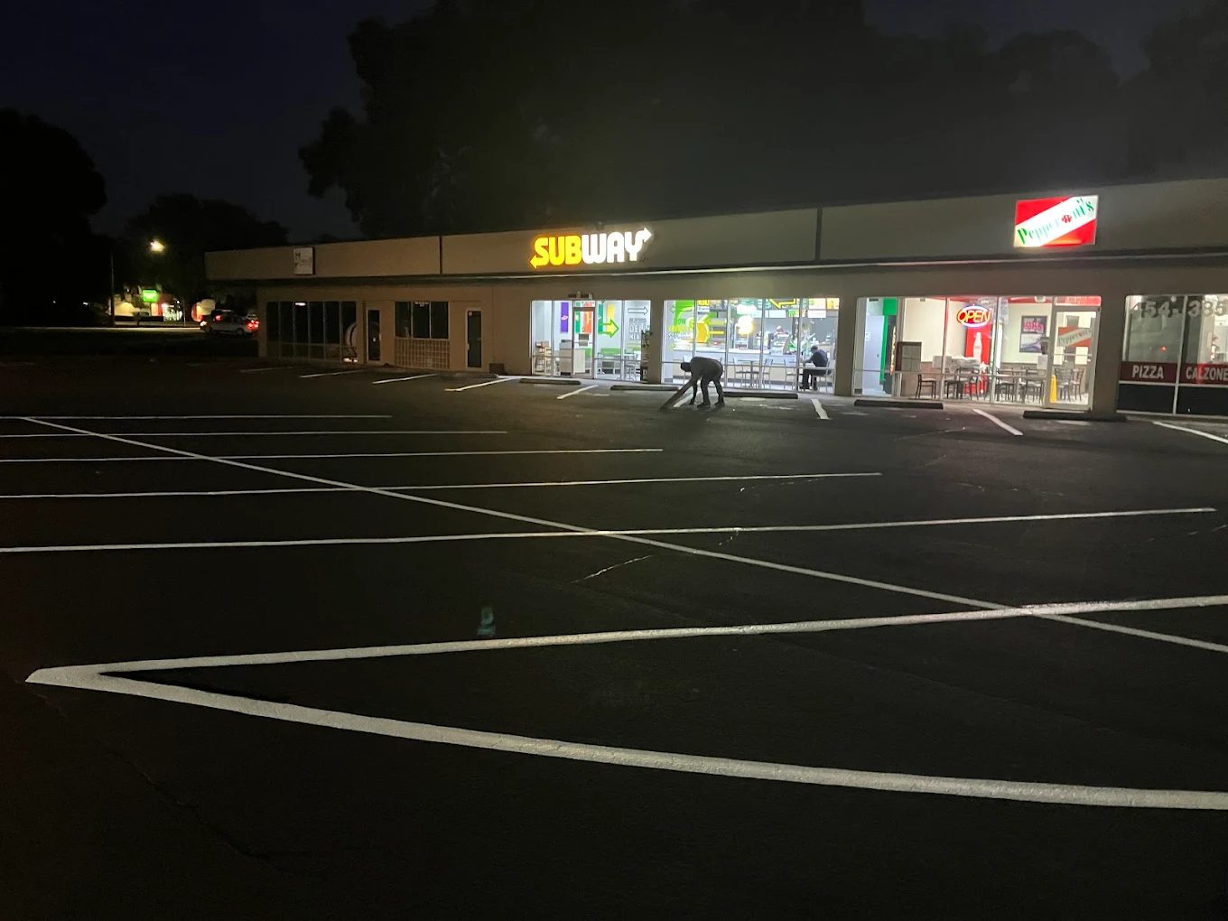 Striping after hours, an Armour Asphalt project