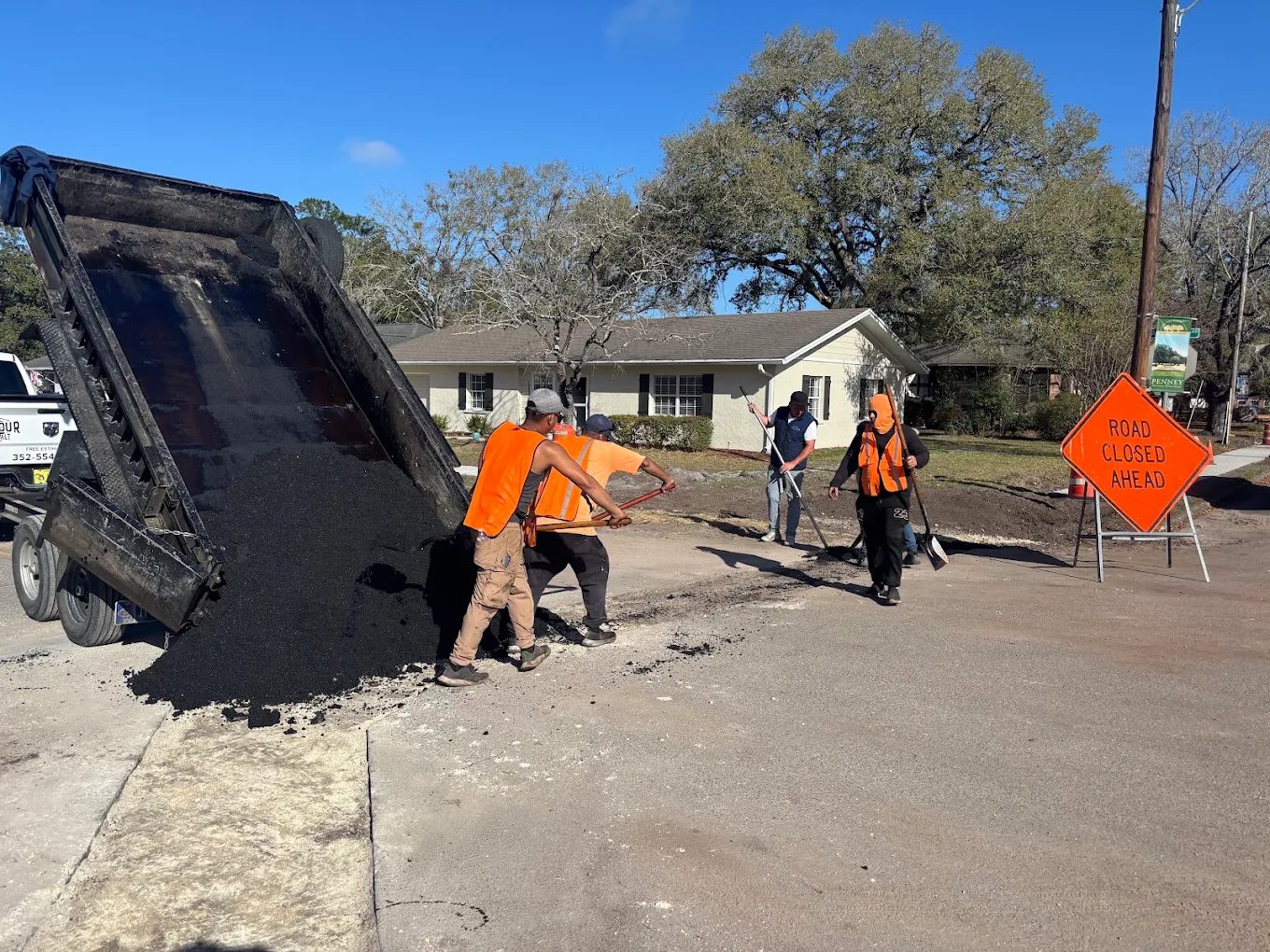 Road-closed street repair, an Armour Asphalt project